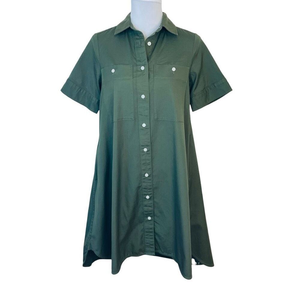 Everlane The Daytripper Cotton Dress Military Green size XXS